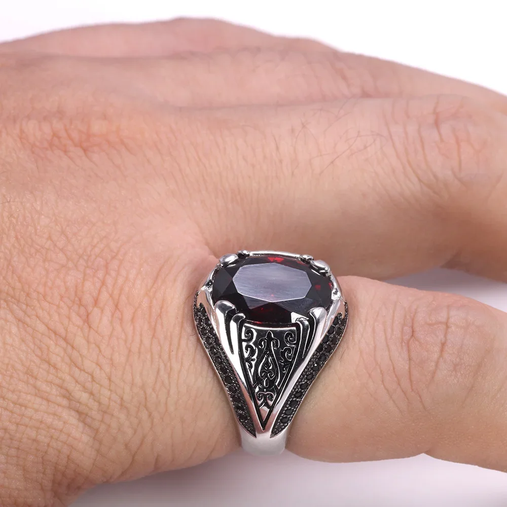 Silver Rings Guaranteed 925 Silver Rings Luxury Turkish Jewellery For Men And Women With Zircon Stone Retro Vintage Rings