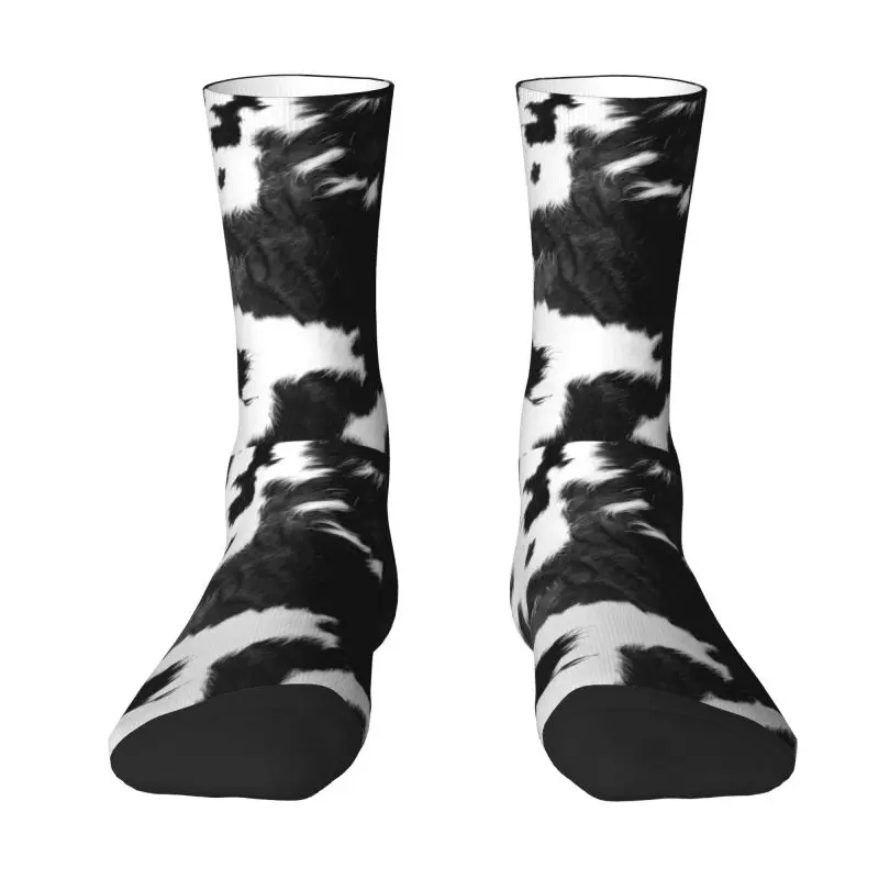 

Funny Modern Cowhide Faux Leather Socks Women Men Warm 3D Print Fur Texture Sports Football Socks Print