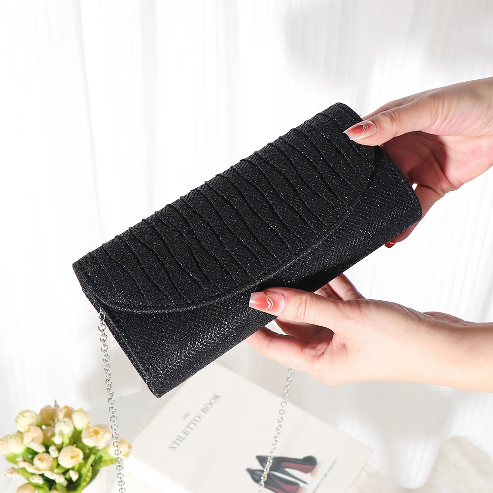 Fashion Evening Clutches Bags for Women's Wedding Party Long Purse Chain Shoulder Bags Ladies Luxury Glitter Sequins Handbags - 6