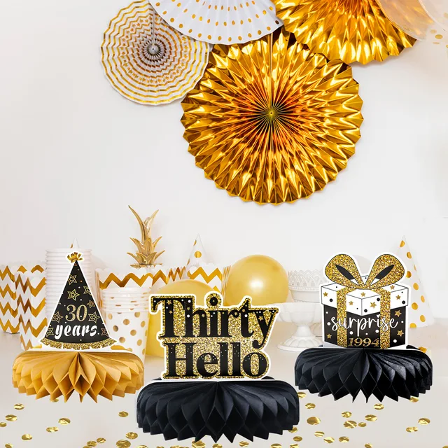 Decorazioni Compleanno A Nido D'ape - 9 Pezzi Per Tavolo, Colorate E Facili Da Montare - Foto 11