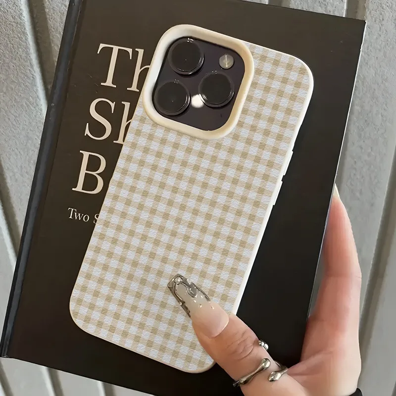 Elegant Lychee Texture Striped Grid Silicone Phone Case
