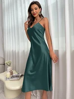 Chemise de nuit pour femmes, bretelles Spaghetti, col en V, élégante, luxe, confortable, respirante, vêtements de détente, loisirs quotidiens, Style classique 6