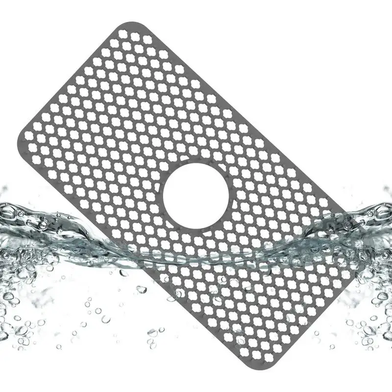 Silicone Kitchen Sink Mat Grid with Central Drain Non-slip Sink Drain Grates for Porcelain Tableware Glassware