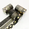 3pcs Gold Foil Washi Tapes Set 15mm 20mm Multi Stone Star Flower Pattern Adhesive Masking Tape Decoration Stickers Diary A6932 6