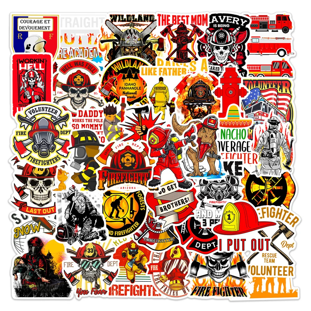 

10/30/50PCS New Firefighter Sticker Cartoon Creative Anime iPad Computer Luggage Guitar Notebook Decoration Waterproof Wholesale
