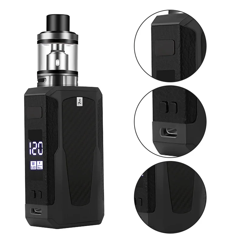 E8 120W Vape Box Mod E Cigarette Kit 1800mah Build-in Battery 2.5ml Tank OLED Screen Electronic Cigarette Vaporizer Hookah Vapor hookah pipe