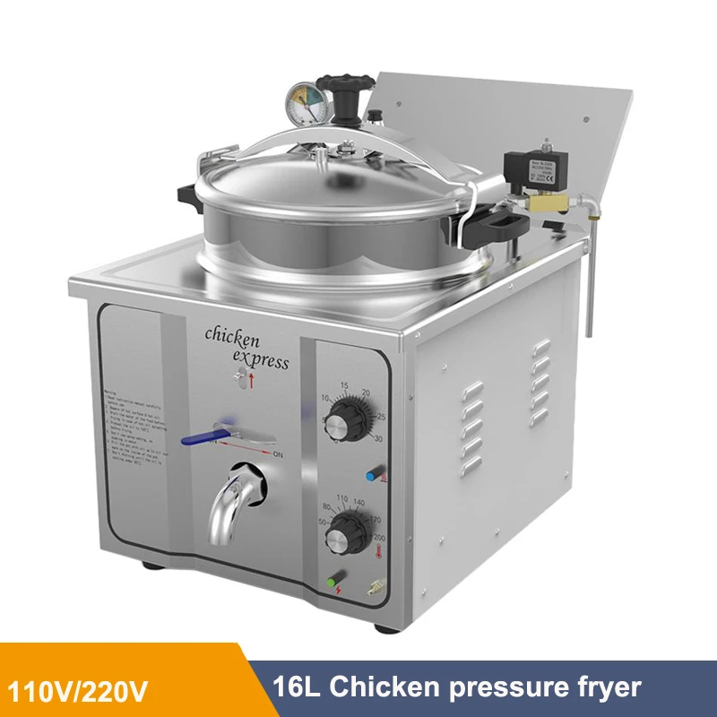 3KW/H Electric Commercial Food Chicken Deep Fryer With Thermostat Food Pressure Fryer Table Top 16L Commercial Deep