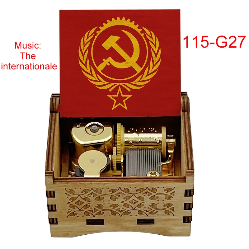 The Internationale Music Box Mechanism Golden Wind Up Delicate Students Kids Friends Grandfather Christmas New Year Gifts
