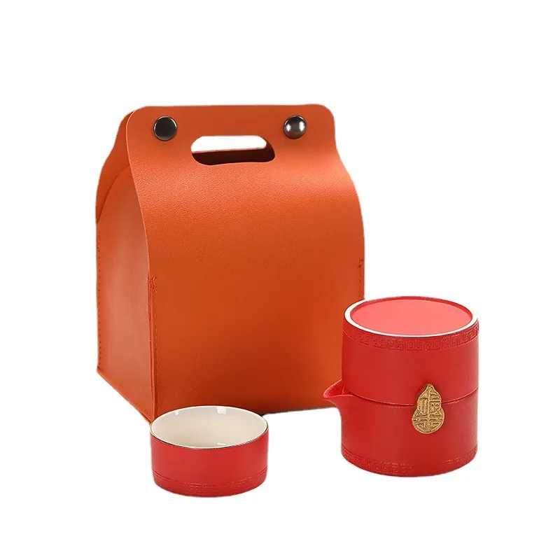 Portable Kung Fu Tea Set, Anti-Hot Teapot, 1 Pot, 2 Cup, Crack Cup, Outdoor Travel, Business Gifts
