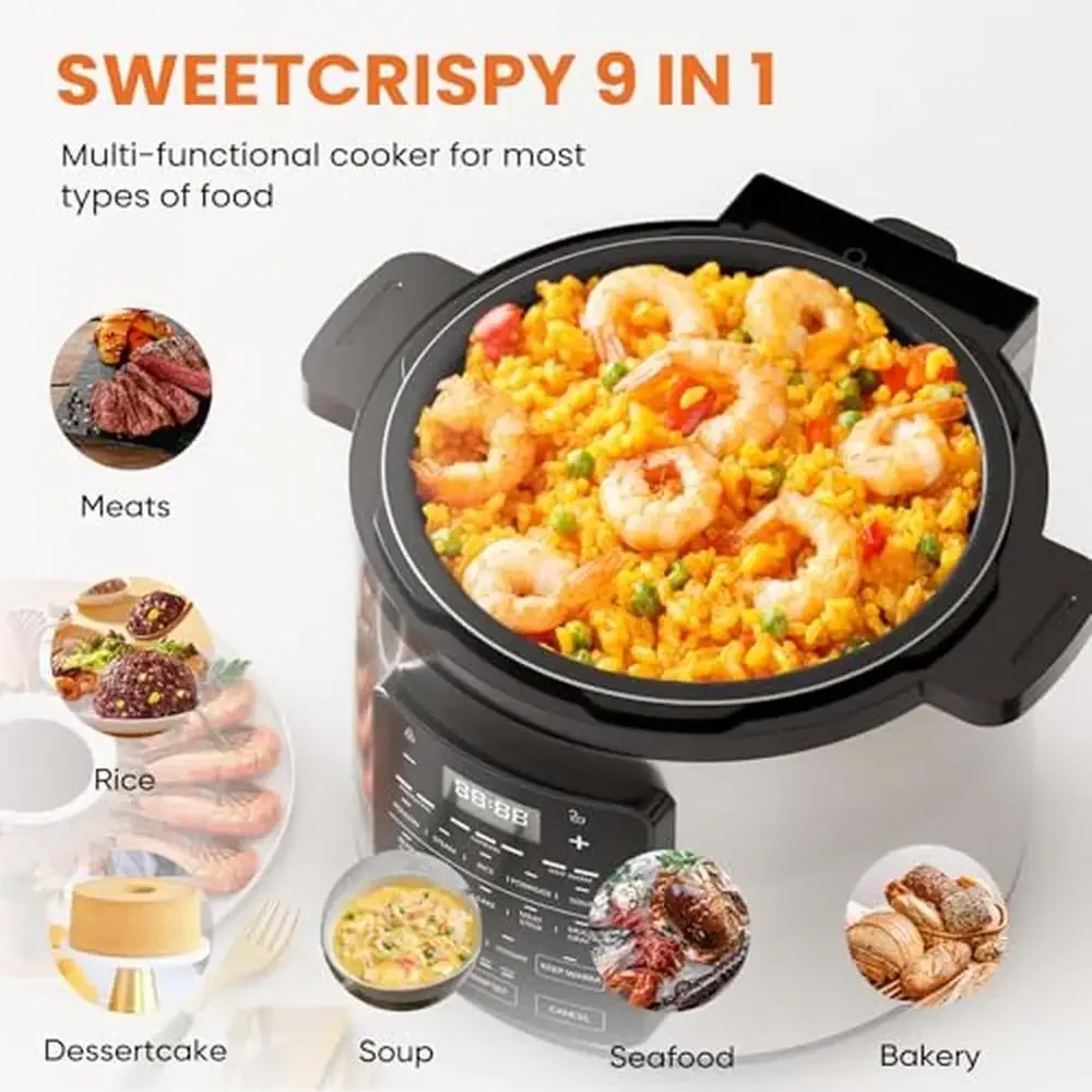 Electric 9-in-1 Pressure Cooker Steamer Yogurt Maker Warmer & Sterilizer Saute Slow Cooker Poultry Steam Rice Soup Cake Stew 3