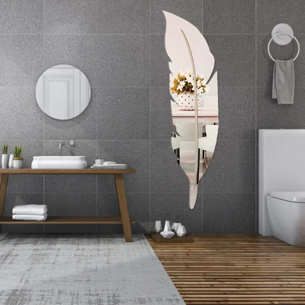 Description Picture 6 of itemDIY Feather Pattern Acrylic Mirror Effect Sticker Wall Sticker For Home Decoration 15*72cm #W0