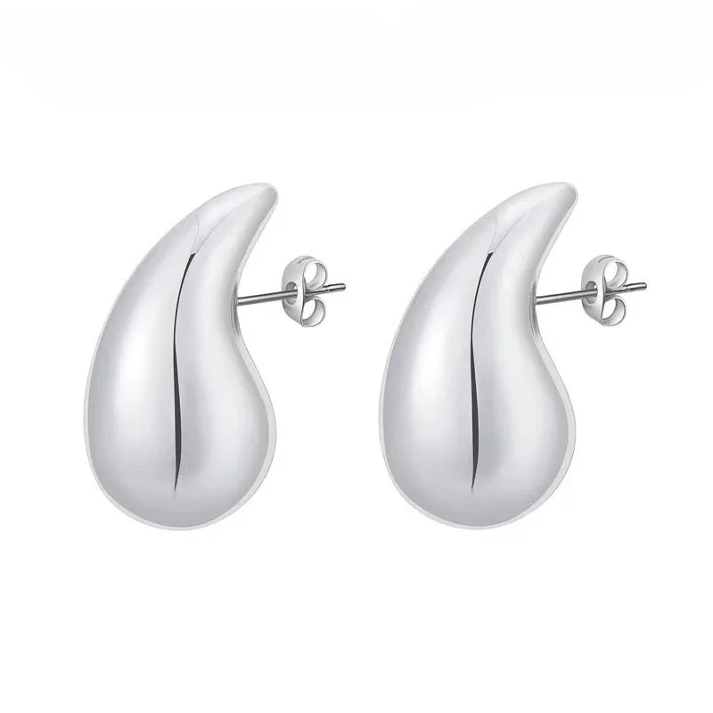 

925 Sterling Silver 18K Gold Glossy Waterdrop Earrings Teardrop Stud Earrings Women Euro Simple Pendientes Jewelry Gift