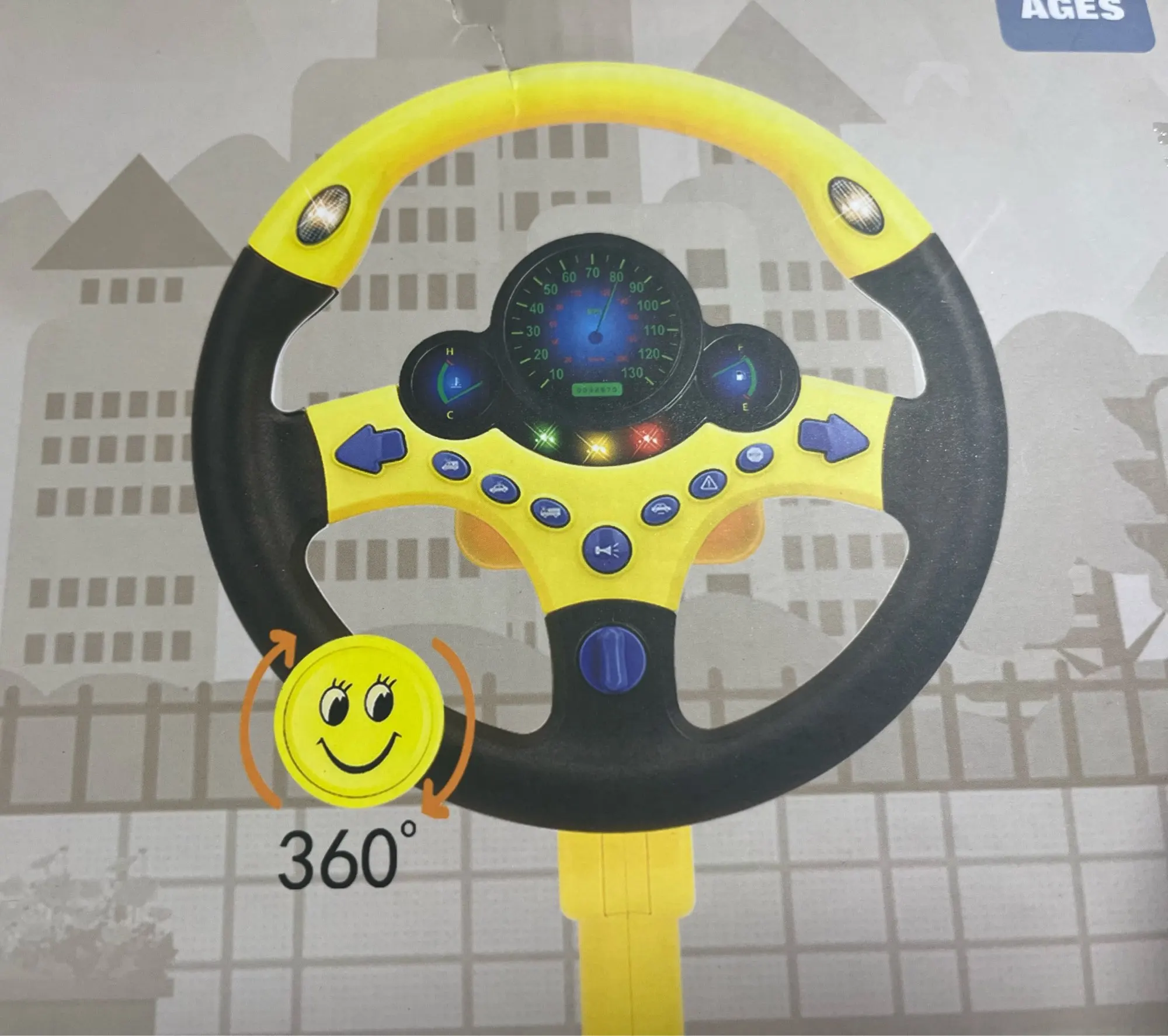 Infant Shining Eletric Simulation Steering Wheel Toy with Light Sound Kids Early Educational Stroller Steering Wheel Vocal Toys photo review