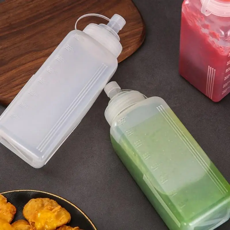 800/1000ml Plastic Sauce Bottles Squeeze Sauce Flask Large Caliber Dustproof Household Seasoning Flask Kitchen Seasoning Bottles 2