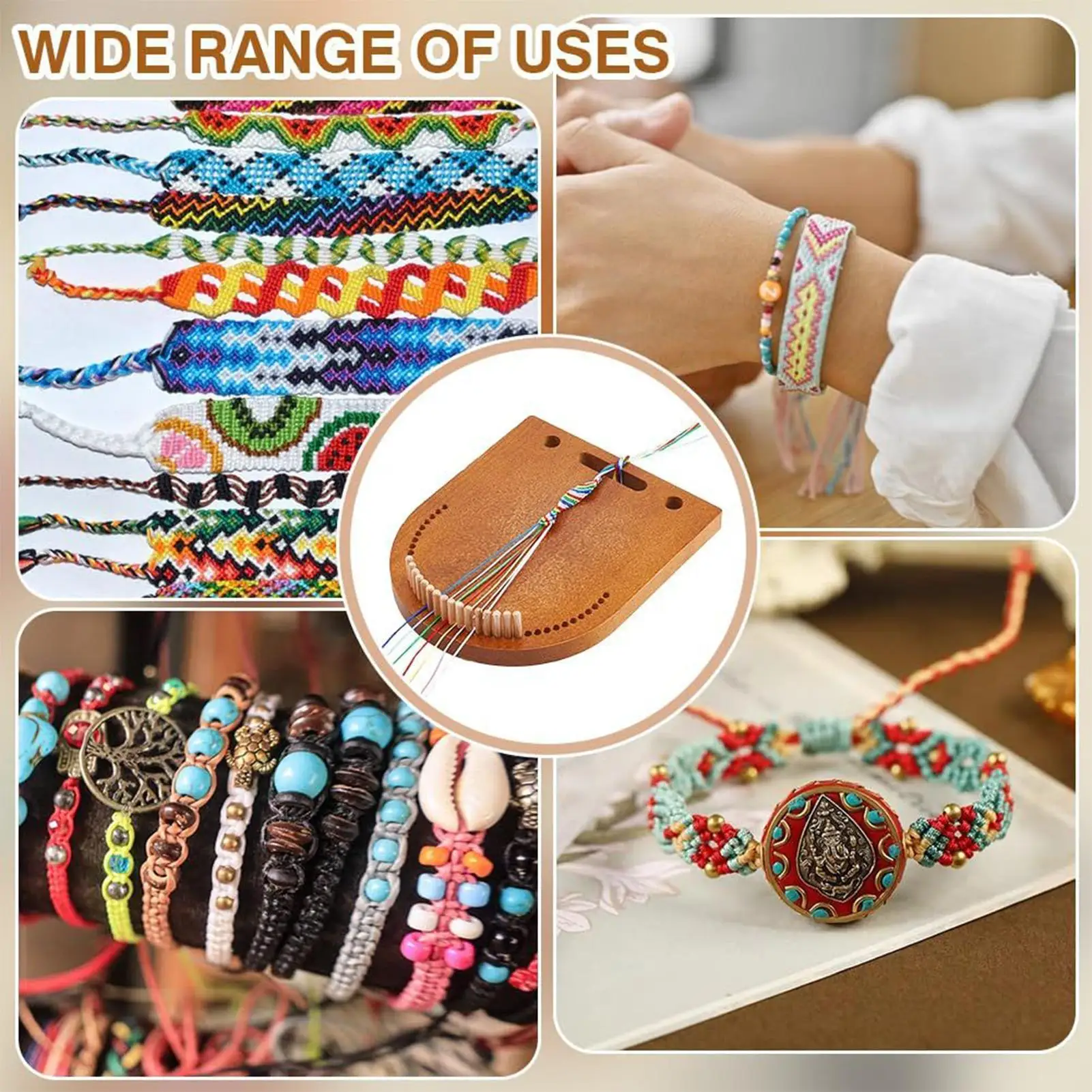 Wooden Bracelet Maker Kit Wooden Jewelry Braiding Accessories Wristband Maker For Kids Girls Children Women Hobbyists
