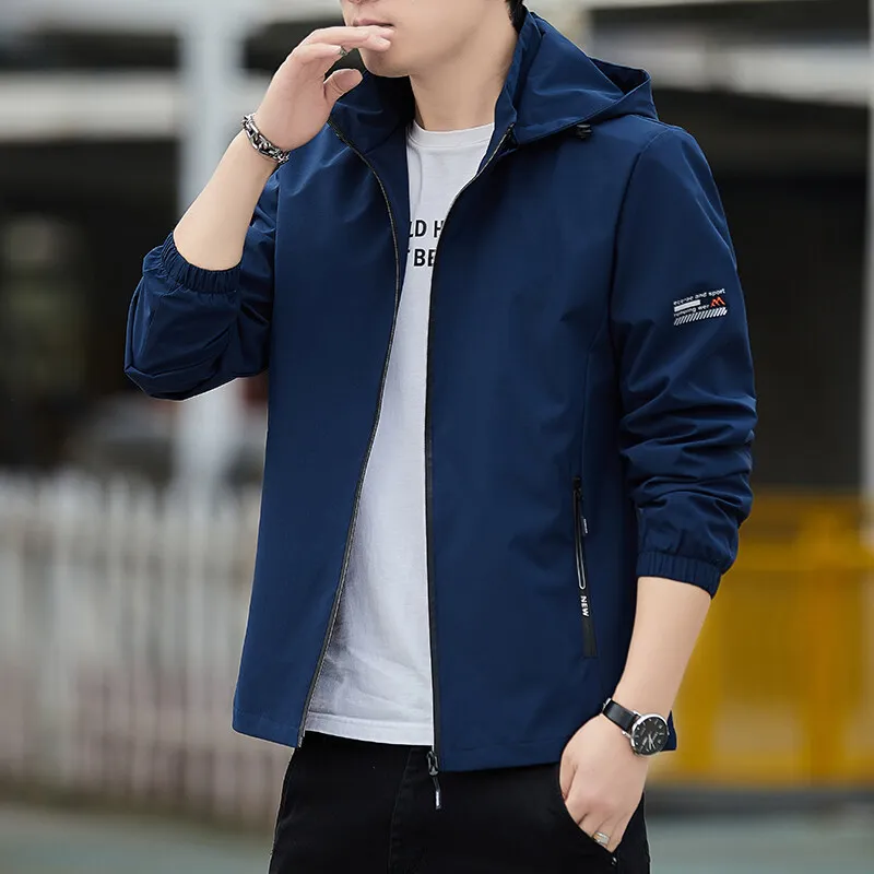 Giacca Casual Uomo Primavera/Autunno - Giacca Sportiva Tinta Unita, Poliestere | Abbigliamento Casual Moda - Foto 3