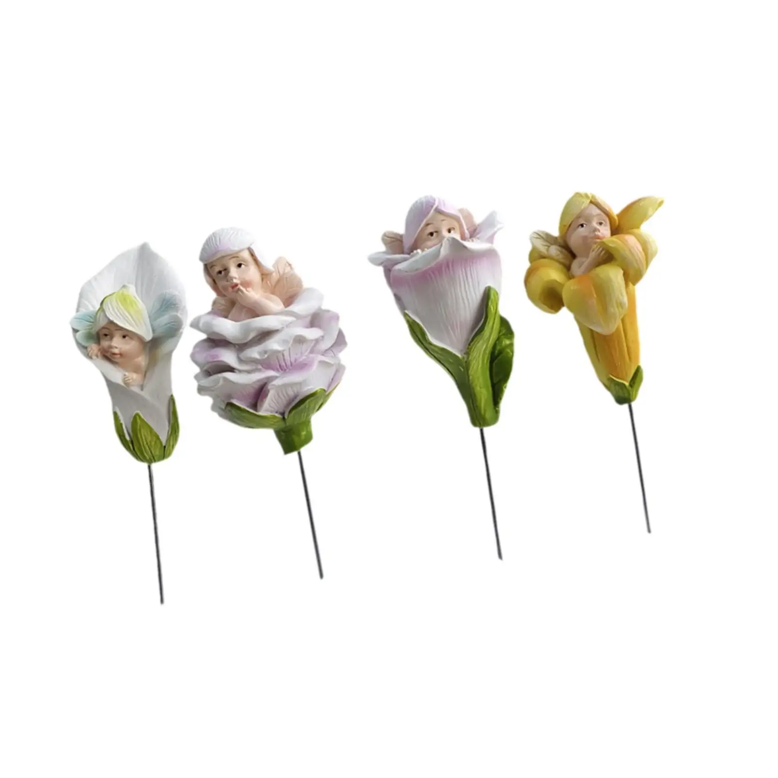 Fairy Garden Stakes Cute Creative Yard Decorations Resin Craft for Yard Planter Entrance Porch Lawn