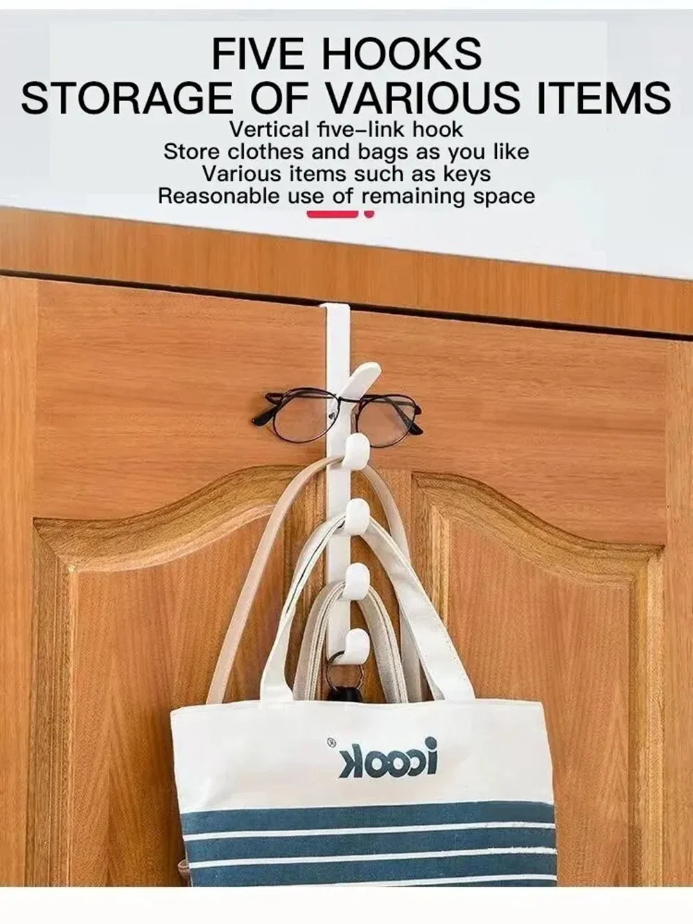 Description Picture 3 of itemHooks Over The Door 5 Hooks Home Bathroom Organizer Rack Clothes Coat Hat Towel Hanger Bathroom Kitchen Accessories