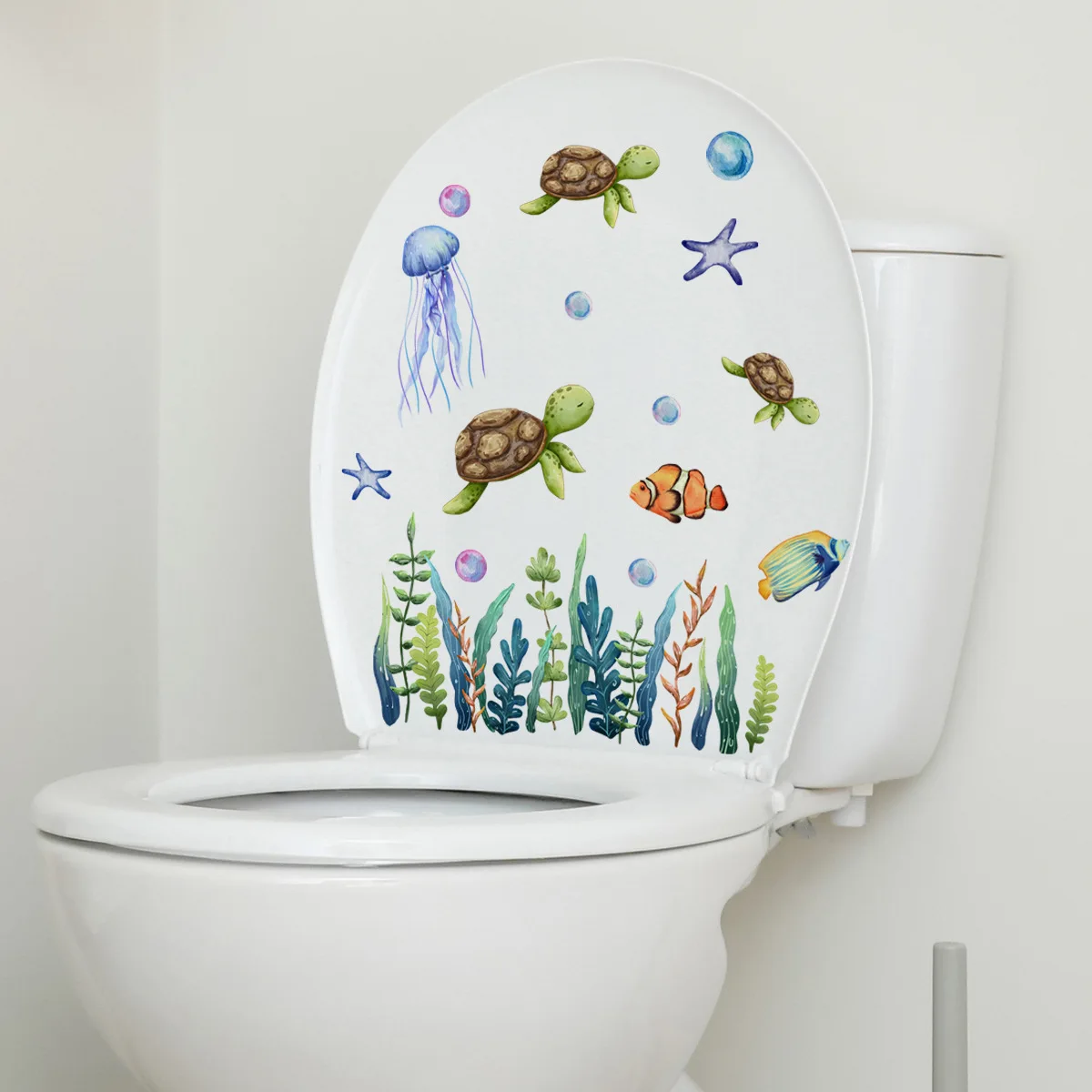 Water Plants Leaves Toilet Sticker Bathroom Wall Sticker Sea Turtles WC Self Adhesive Mural Stickers Home Decoration Decals toilet wall stickers,toilet stickers,turtle wall stickers,vinyl stickers