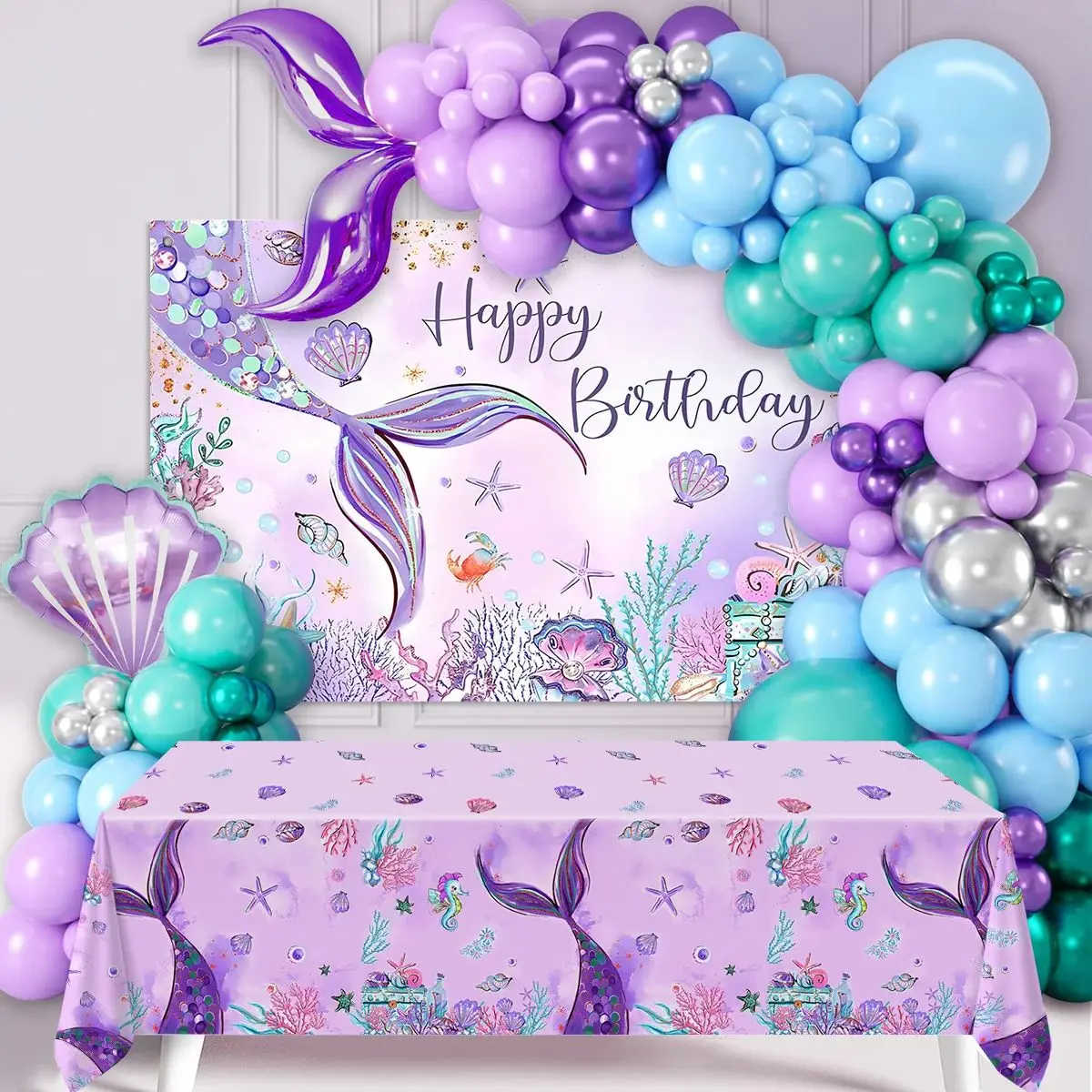 Forniture Per Feste A Sirena Sirena Stoviglie Usa E Getta Piatti Per Tazze Tovaglia Decorazioni Per Il Compleanno A Sirena Ragazze Baby Shower