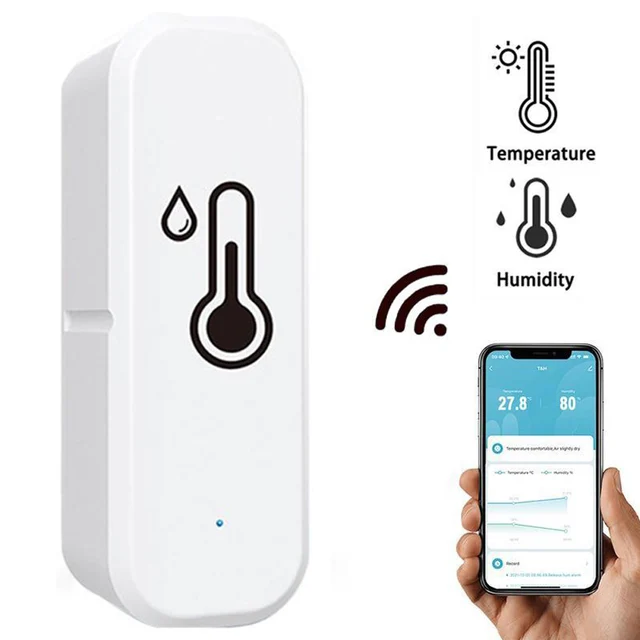 & Távoli Otthoni Vezeték Nélküli Higrométer, És Páratartalom Támogató Érzékelő Riasztás Beltéri Hőmérő Wifi Hőmérséklet - Image 2