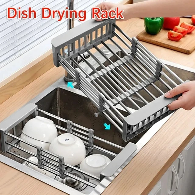 Adjustable Stainless Steel Sink Rack Sink Dish Rack Dish Holder Kitchen  Sink Storage Rack Dish Draining Rack Fruits Drainer - AliExpress