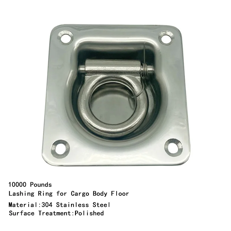 

10000 Pounds 304 Stainless Steel Lashing Ring for Cargo Body Floor D-type Built-in Deck Ring for Refrigerator Semi-trailer