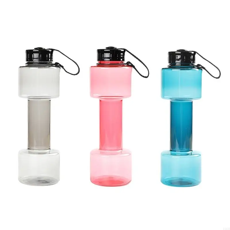 Dumbbell Shaped Water Bottle, 700ml Water Bottle Dumbbell Travel Cup for Gym, Yoga, Running, Outdoor, Cycling, Camping D5QD