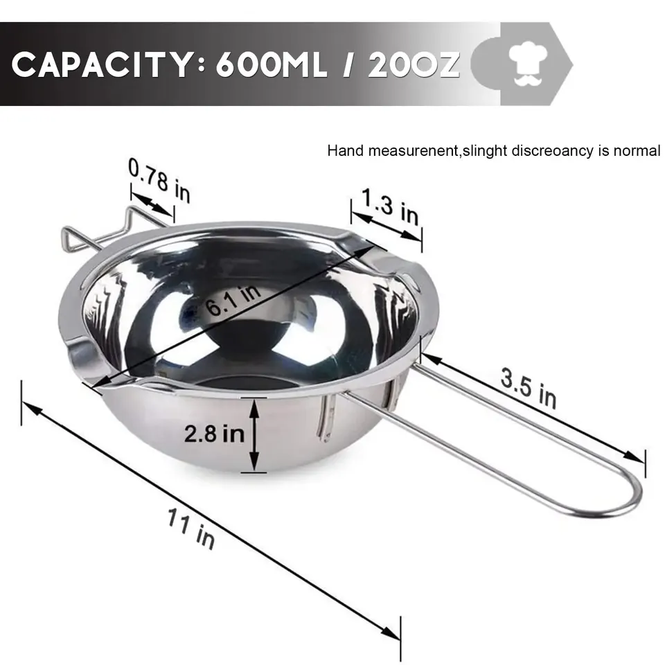 Vaso Per Fusione Cera In Acciaio Inox 304 – Pentolino Da 900 Ml Per Candele E Sapone Fatto A Mano Con Beccuccio E Cucchiaio