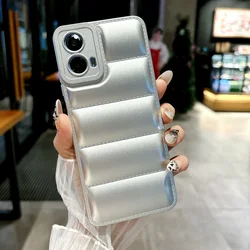 Soft Silicone TPU Candy Color Down Jacket Phone Case for Moto X40 (Silver)