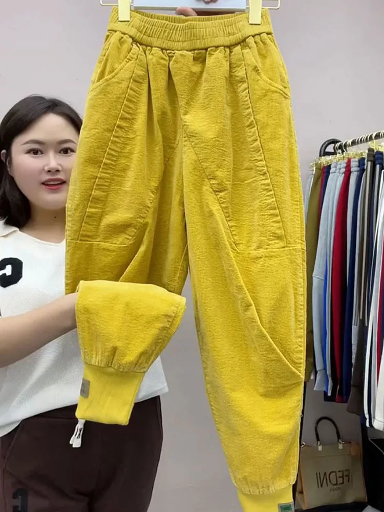 Pantaloni Larghi A Vita Alta In Velluto A Coste Beige American Vintage - Donna | Place Des Tendances