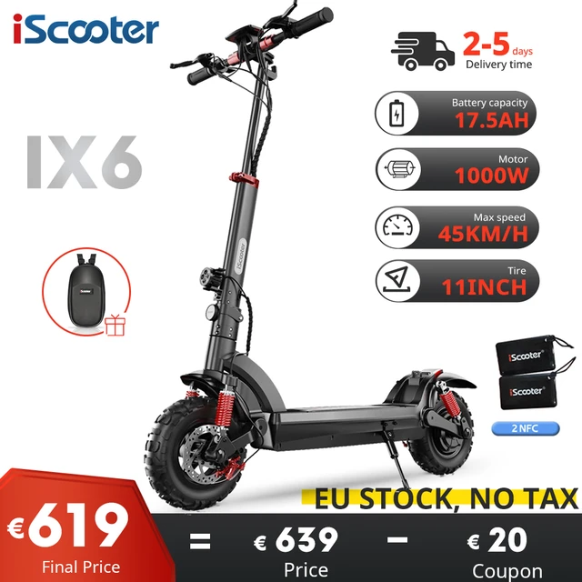 Trottinette électrique: iScooter iX5 1000W 45 km/h – Iscooter-France