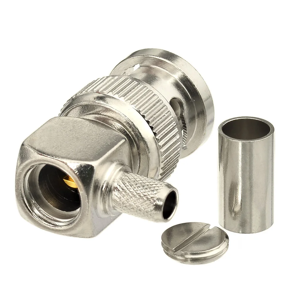 Superbat 90Deg BNC Male Right Angle Crimp RF Coaxial Connector for Cable RG58 LMR195 RG142 - Durable Electronic Component