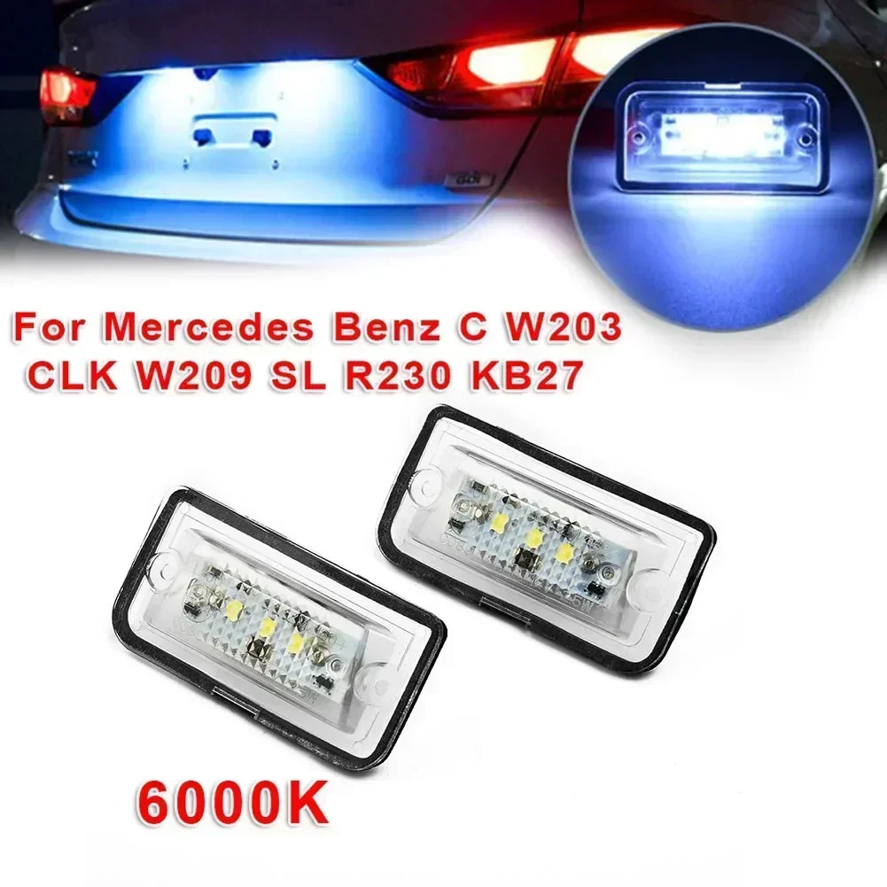 2 Feux Arrière LED Pour Plaque Immatriculation Mercedes W203 CLK C209 A209 - Compatible A2038200556 - Blanc 6000K