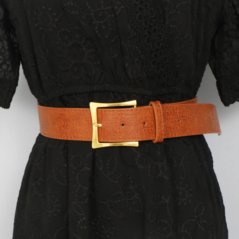 

Women's Runway Fashion Soft PU Leaher Cummerbunds Female Dress Corsets Waistband Belts Decoration Wide Belt R1404
