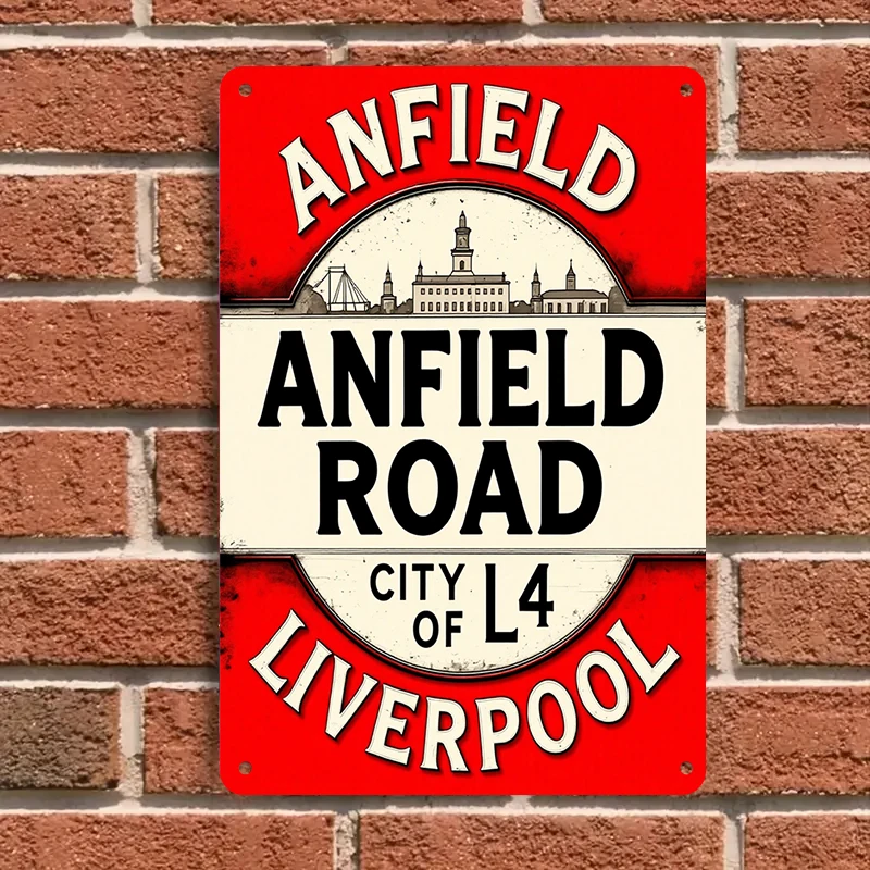 1PC 2D flat Liverpool Anfield Road retro iron painting British football culture decoration wall hanging bar coffee shop home wal