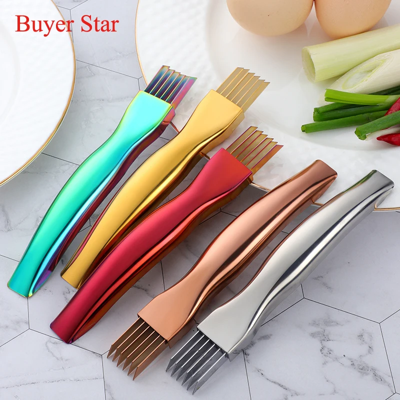 1xStainless Steel Chopped Green Onion Artifact Cutting Vegetable Onion Tomato Knife Kitchen Cutter Cooking Tools Cut Green