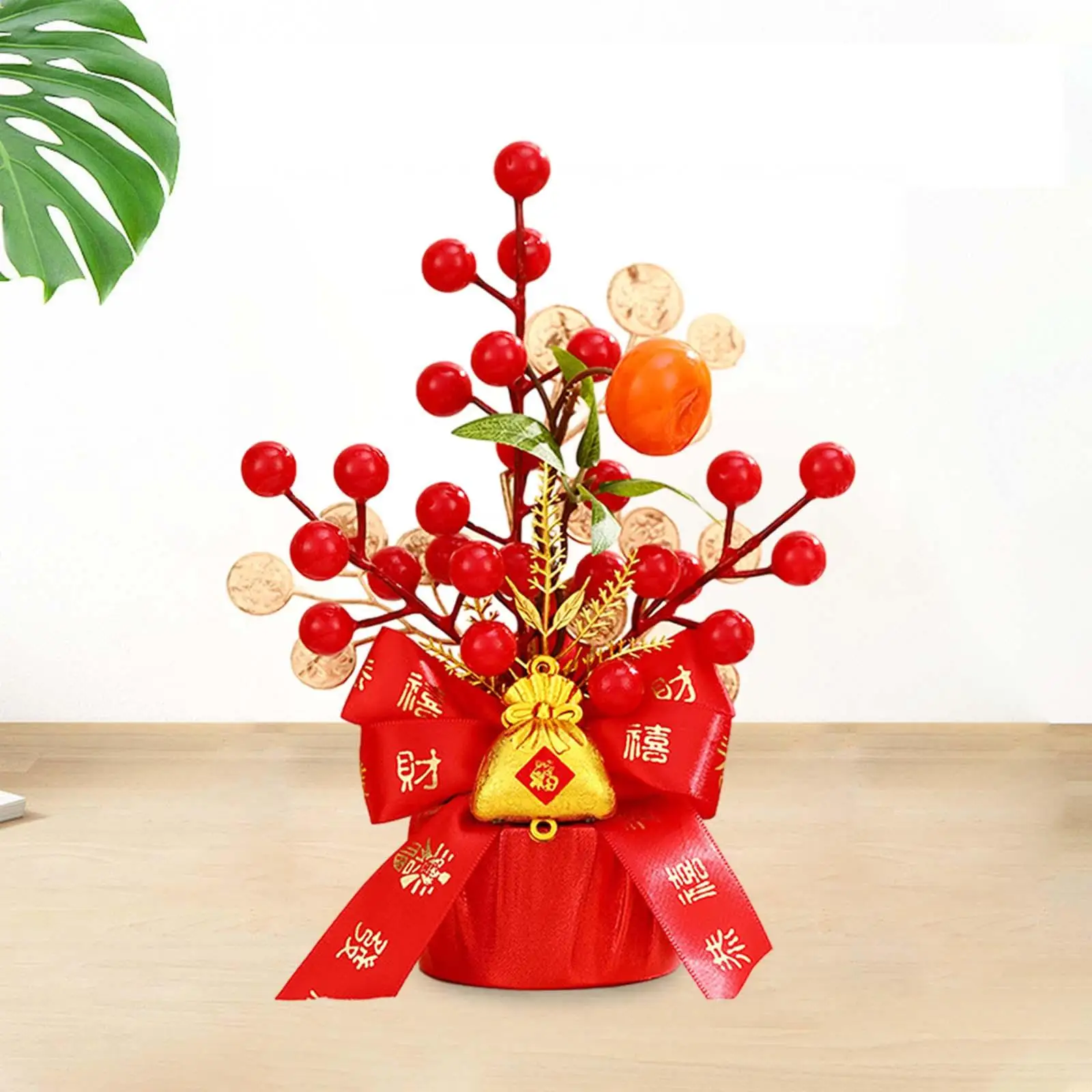 Chinese r New Year Decoration Gift Tabletop Flower Blessing Bucket for Entryway Graduation Birthday Spring Festival Wedding