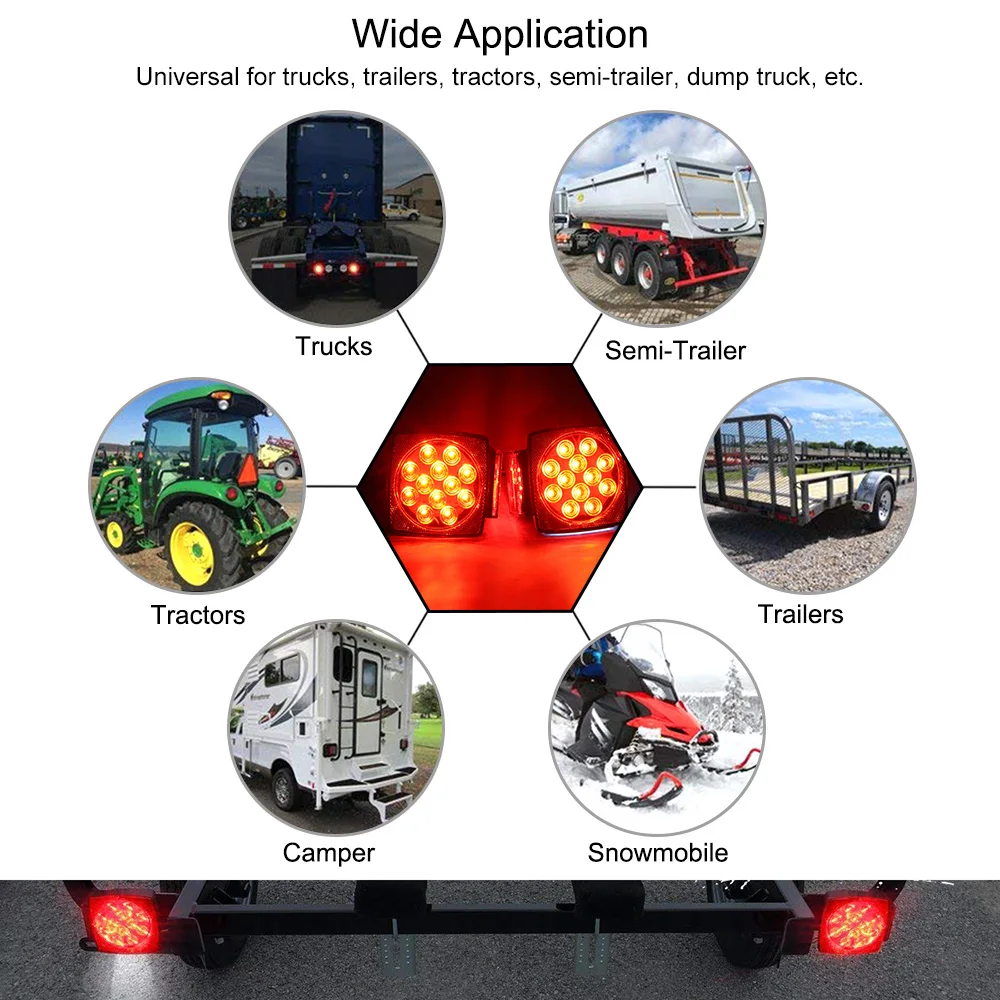 

12V Trailer Tail LED Light Kit Super Bright Brake Stop Warning Lights Tail License Lights for Camper Truck New Arrival