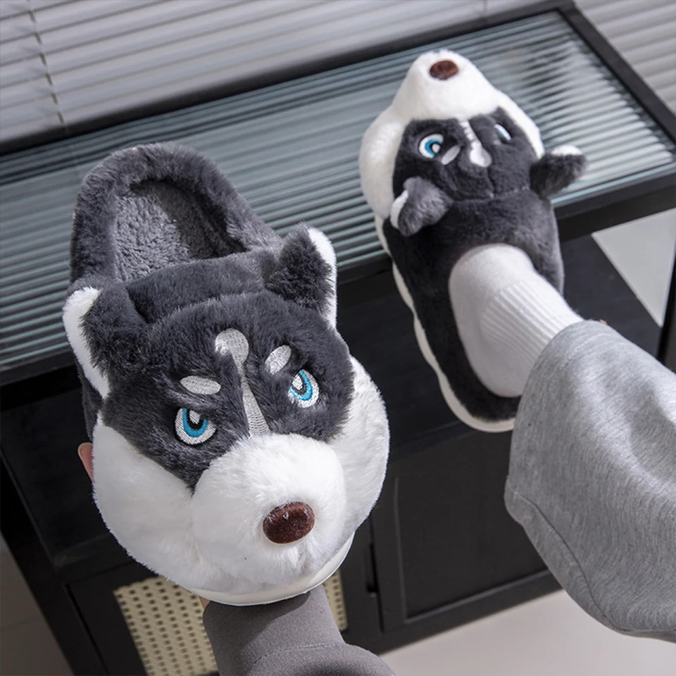 Adorable Plush Husky Slippers for Cozy Comfort