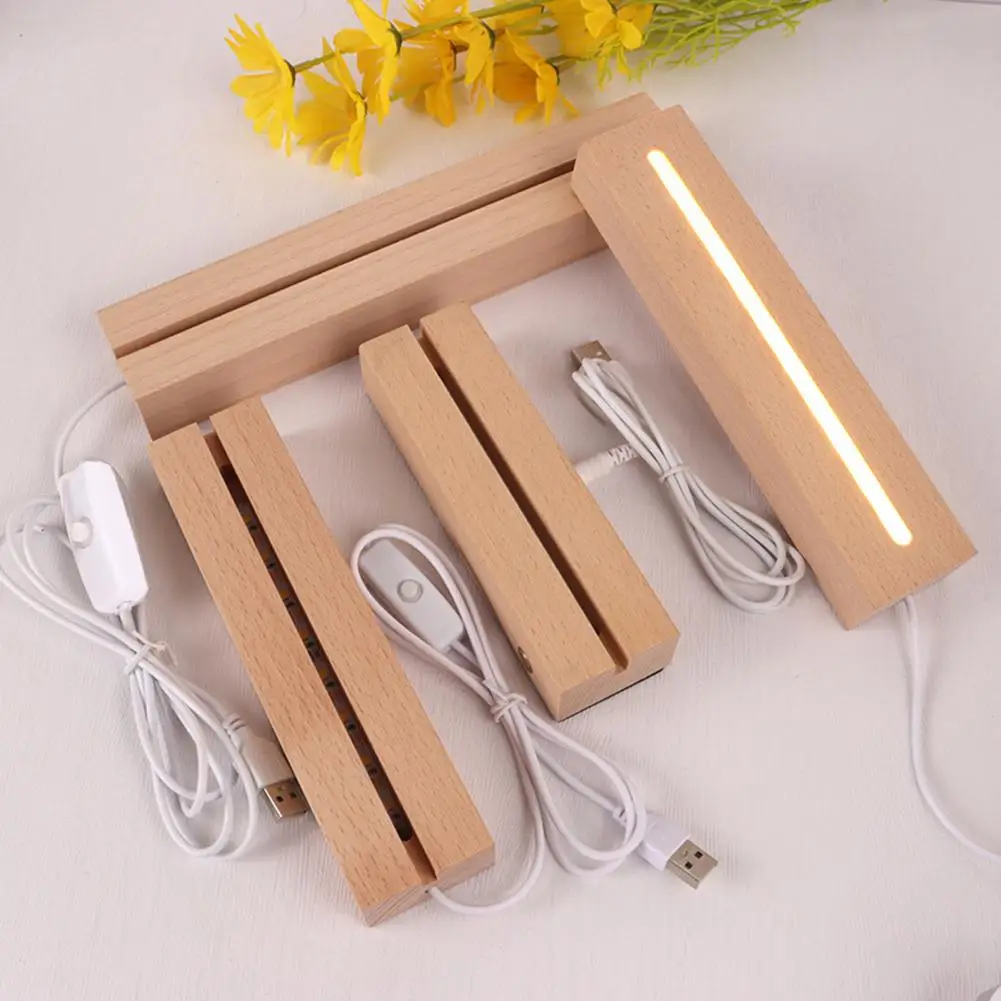 

Wooden Lamp Base Wooden Led Night Light Base with Display Pedestal Usb Charging Lamp Stand for Home Decor Rectangle Led Lights