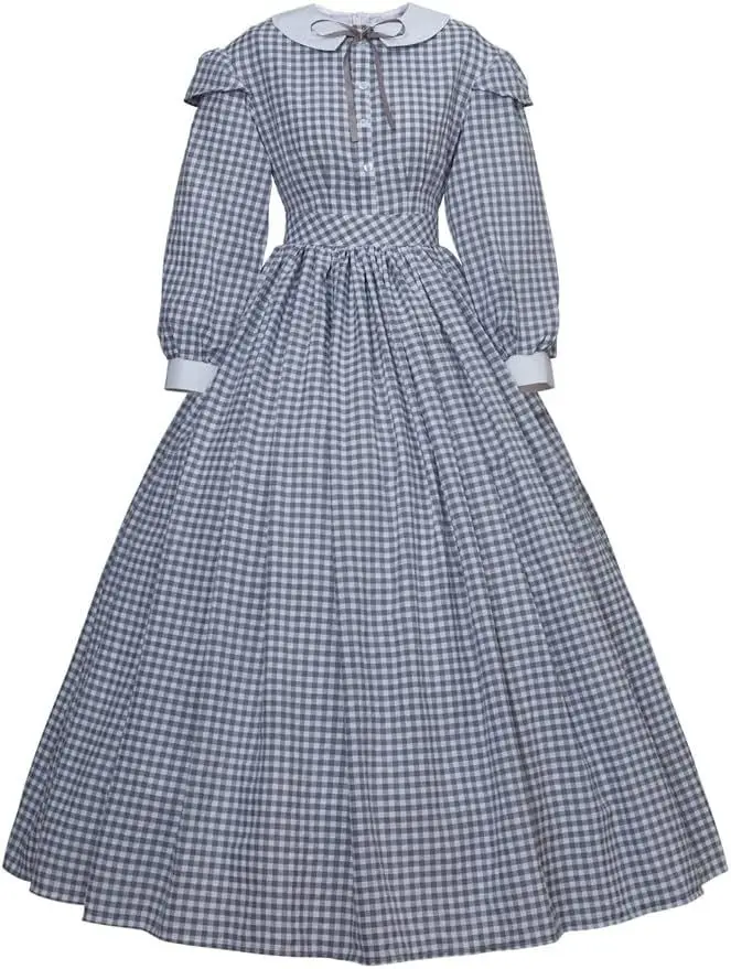thumbnail image 1 of Vestido victoriano de la década de 1860, vestido de guerra civil, vestido a cuadros medieval, vestido de gala, disfraces antiguos, vestido de época histórica renacentista, 1 of 5