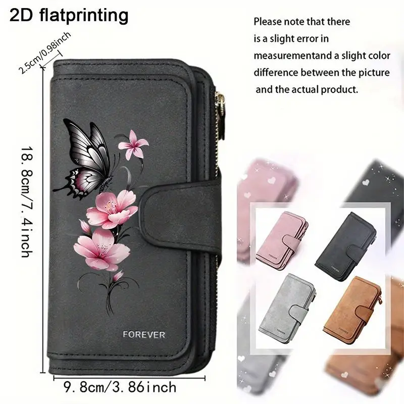 Elegant Butterfly Flower Women's Long Wallet with Card Slots, Coin Pocket & Phone Pouch – Ideal Gift