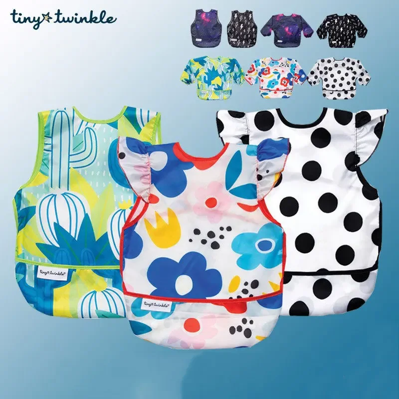 TinyTwinkle Long Sleeve Baby Feeding Cover up Clothes Children's Drawing Clothes Sleeveless Eating for Toddlers