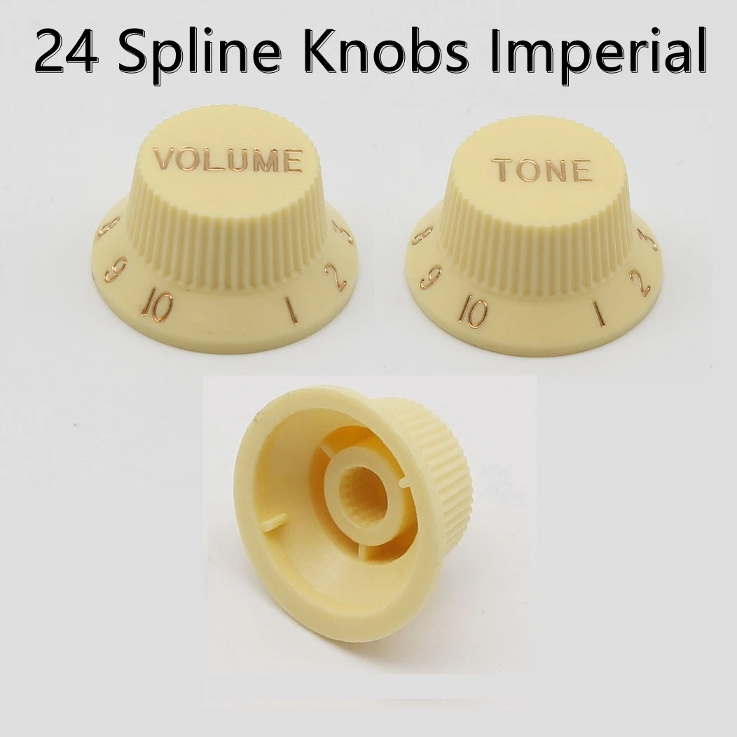 Fleor 3pcs 24 Spline Knob Imperial Electric Guitar Knobs 24tooth 2t1v