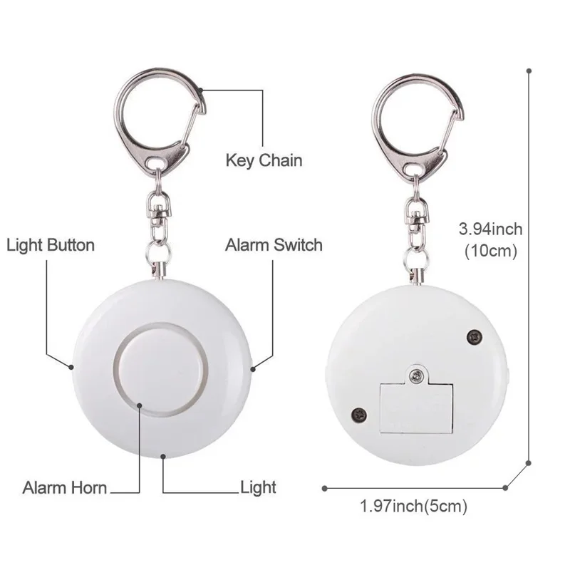 130db Llarge Decibel Circular Personal Alarm with Light Female Travel Alone Self-defense Emergency Rescue Device