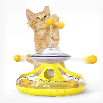 Funny Cat Toys For Indoor Cats Interactive Multifunctional Turntable Leaking Food Toys Track Teasing Baseball Pet.jpg