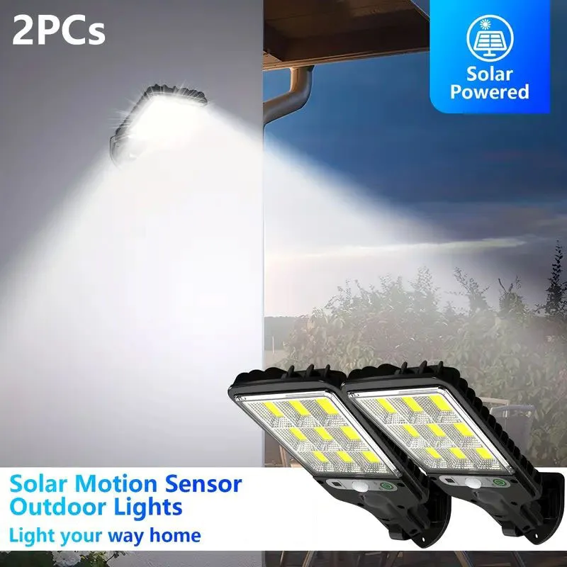 Solar-Powered Outdoor Motion Sensor Street and Wall Light - Waterproof Security Lighting for Sidewalks, Courtyards, Garages, and Corridors