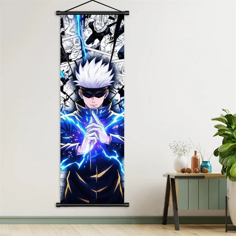 Jujutsu Kaisen Gojo Satoru Fabric Wall Art Scroll for Bedroom or Gaming Room Decor