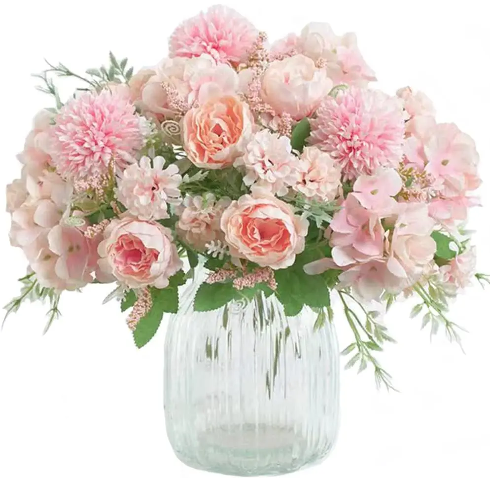 

High Quality Artificial Peony Flower Textile Silk Peony Bouquet Realistic Flower Arrangement Table Centerpiece Wedding Decor